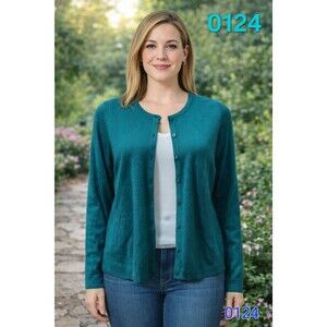 Croft & Barrow Woman's Teal Cardigan Sweater - size L - 0124